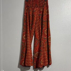 Karma highway Bohemian Wide Leg Pants in Rust Red